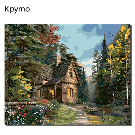 VA-0453 Kpymo DIY картина маслом в рамке, пейзаж по номерам, картины на холсте для гостиной, настенная живопись, домашний декор VA-0460 - Цвет: VA-0453