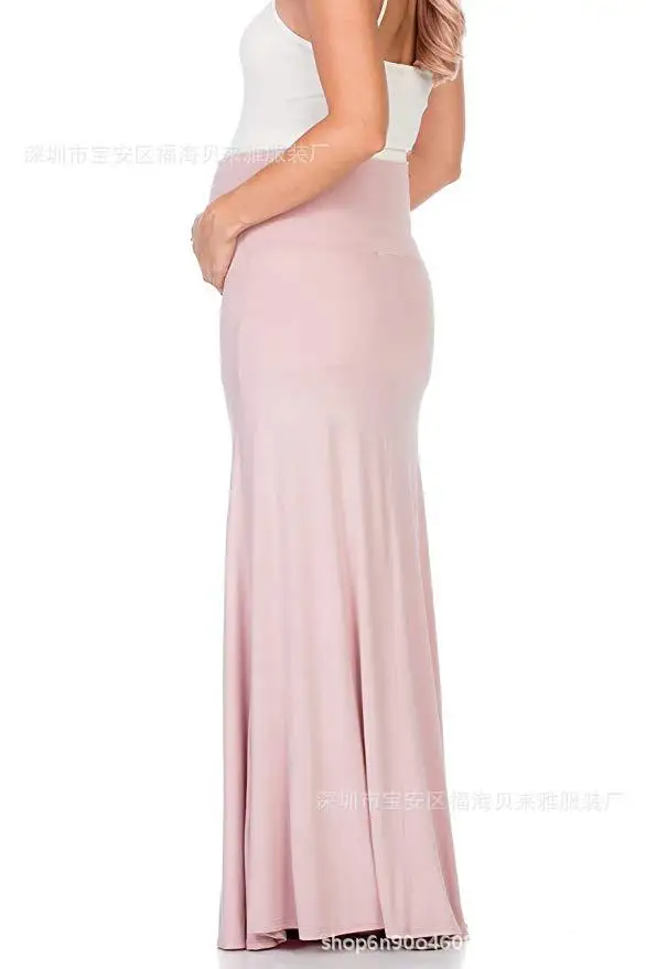 

Women's Maternity Skirts 2019 Summer New High Waisted Floor Length Maternity Maxi Skirt with Tummy Control