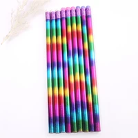 48 pcslot creative rainbow colorful wood pencil environmental bright color appearance pencil school office writing stationery
