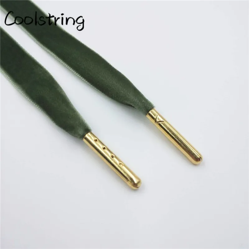 1620-2 Green Gold ti Coolstring Новые плоские односторонние вельветовые шнурки фантастические нейлоновые шнурки для обуви с металлическими наконечниками кроссовки спортивные шнурки - Цвет: 1620-2 Green Gold ti