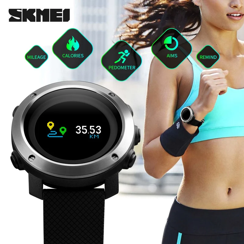 SKMEI Роскошные Брендовые спортивные часы с шагомером органический светодиодный