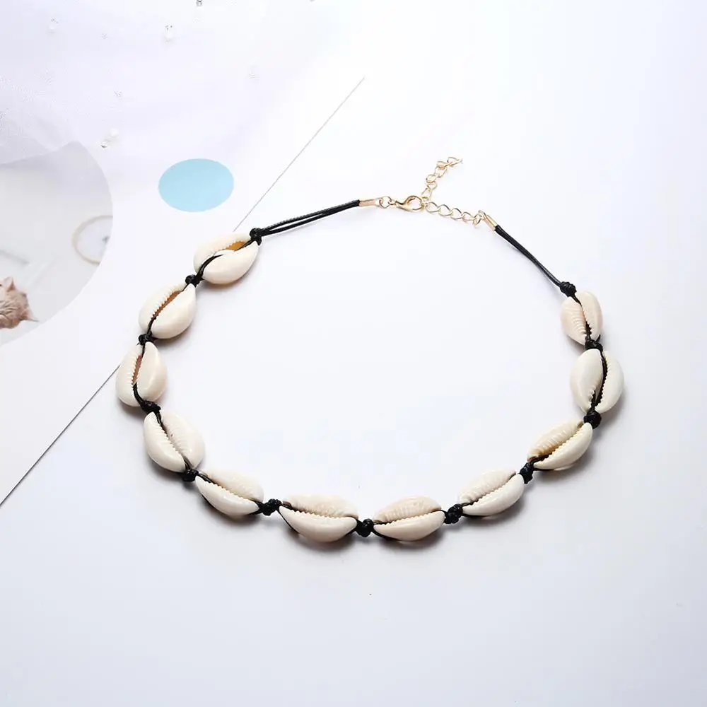 Boho золотистый серебристый металлический натуральная ракушка ожерелье Cowry Conch