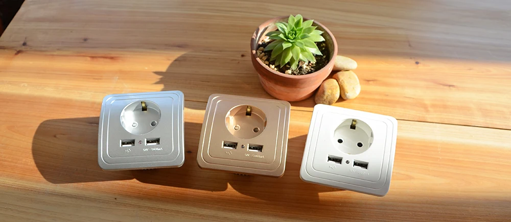 Esooli, двойная USB розетка, розетка с европейской вилкой, 2А, настенное зарядное устройство, адаптер, электрическое настенное зарядное устройство, адаптер для жилых помещений