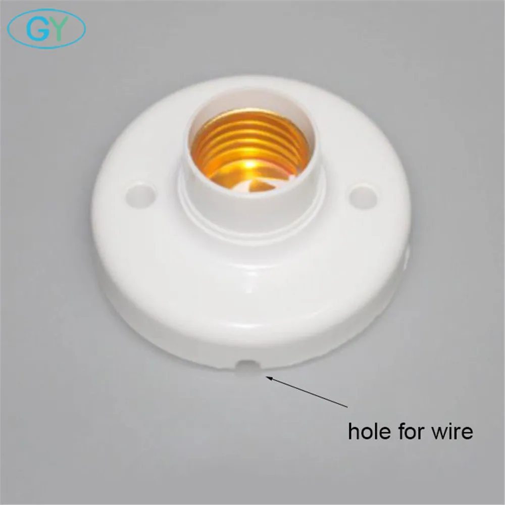 

2pcs/lot Plastic E27 Base with hole for wire, screw Light Bulb Lamp Socket Holder, White Base Lamp Socket, led light bulb Holder