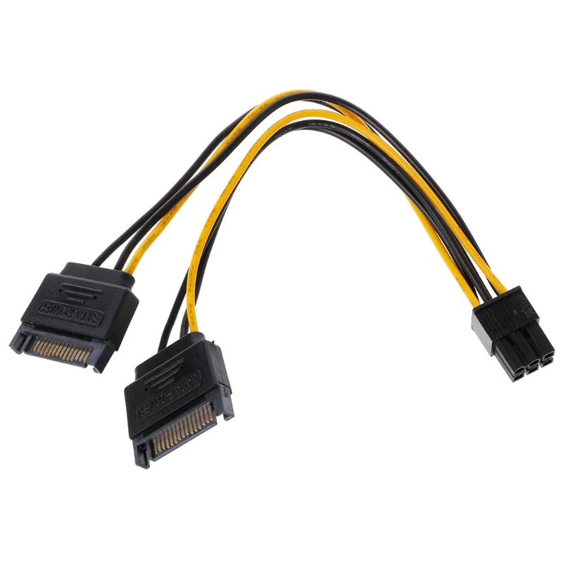 Двойной 15-контактный разъем SATA Power к 6-контактному PCI-E PCI Express Кабель-адаптер для