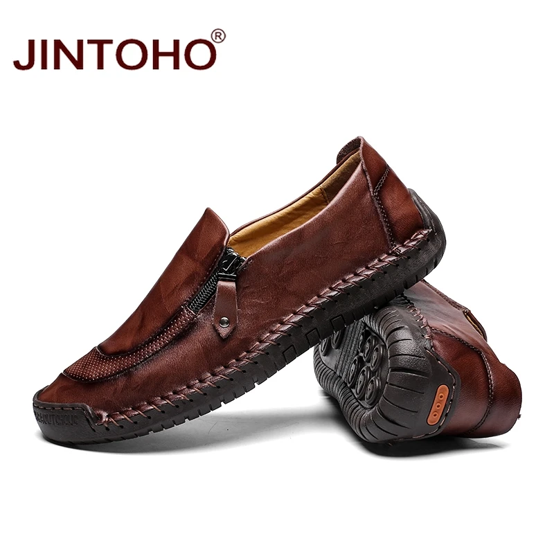 JINTOHO 2019 Genuine Leather Men Fashion Shoes Brand Casual For Slip On Loafers Big Size Moccasins | Обувь