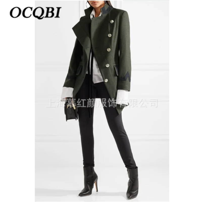 

2019 Vintage Fashion Green Womens Coat Elegant Streetwear Slim Fit Designer Plus Size Coat