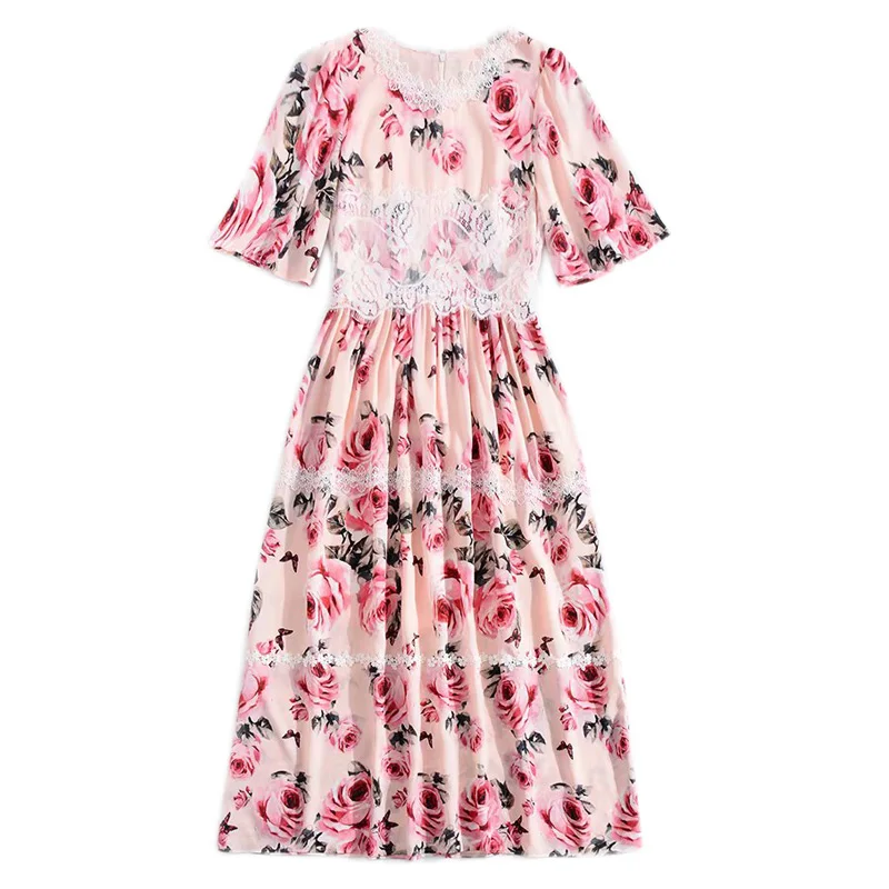 Длинное платье Высокое качество Лето г. новые женские вечерние Boho пляжные пикантные Винтаж Элегантный шик шифон печати кружево