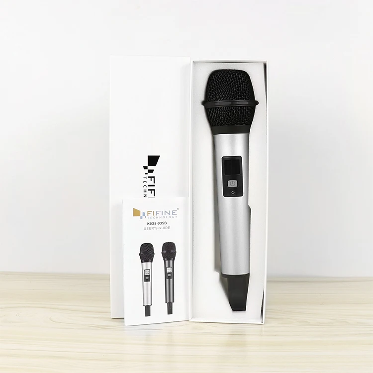 Fifine беспроводные микрофонные каналы UHF с портативным приемником 1/4 ''выход для