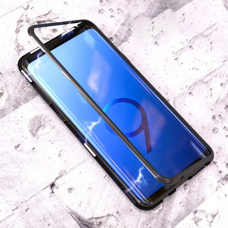 Чехол для samsung Galaxy A7 2018 Note 9 8 S8 S9 Plus J6 J4 магнитный бампер металлический стеклянный