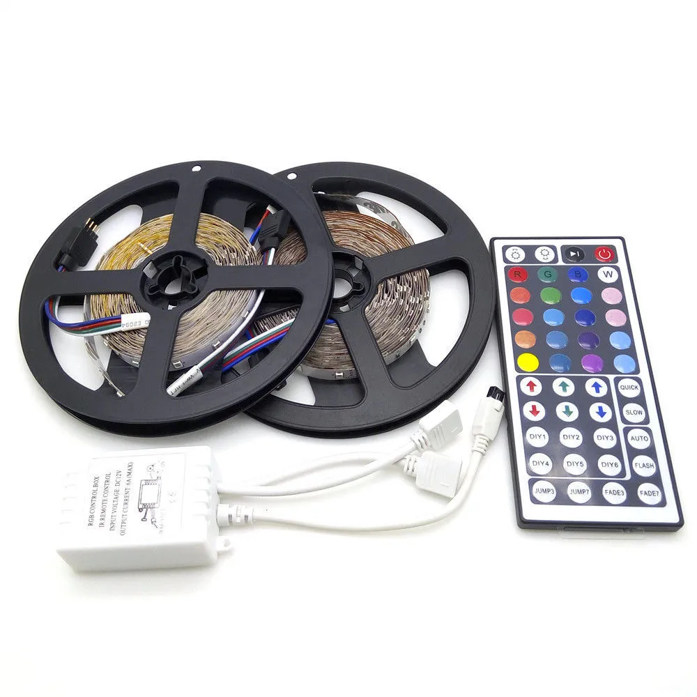 

LED strip 2019top 10M 3528 SMD RGB 600 LED Strip light string tape+44 Key IR remote control g90718