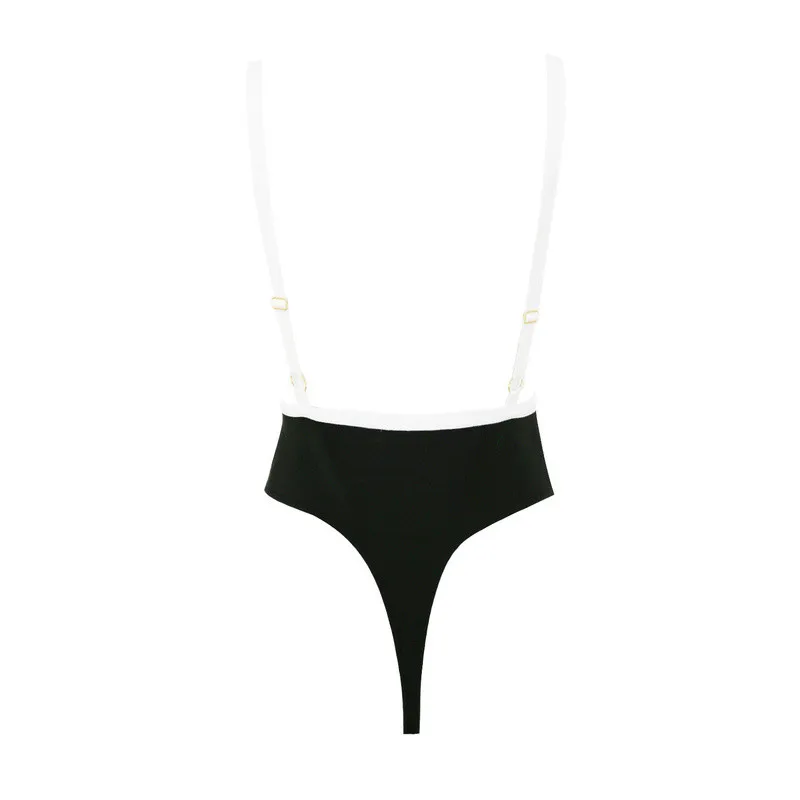 Black Sexy Women Bikini Sleeveless Cut Out High Hip Bodycon Bandage Bodysuit Summer