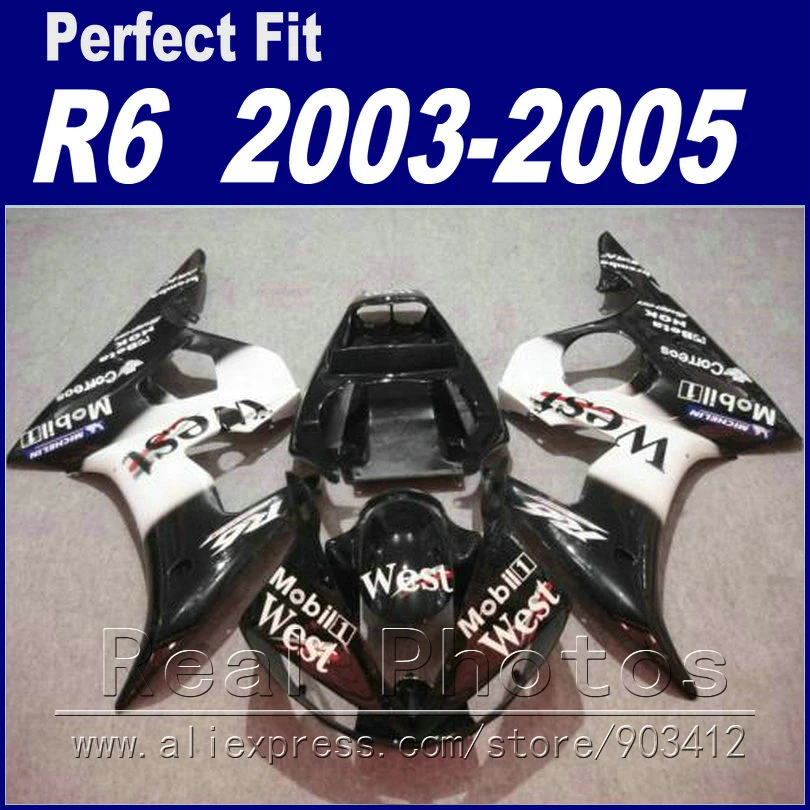 Совершенно новые детали мотоцикла для YAMAHA R6 обтекатель комплект 2003 2004 2005 West белый