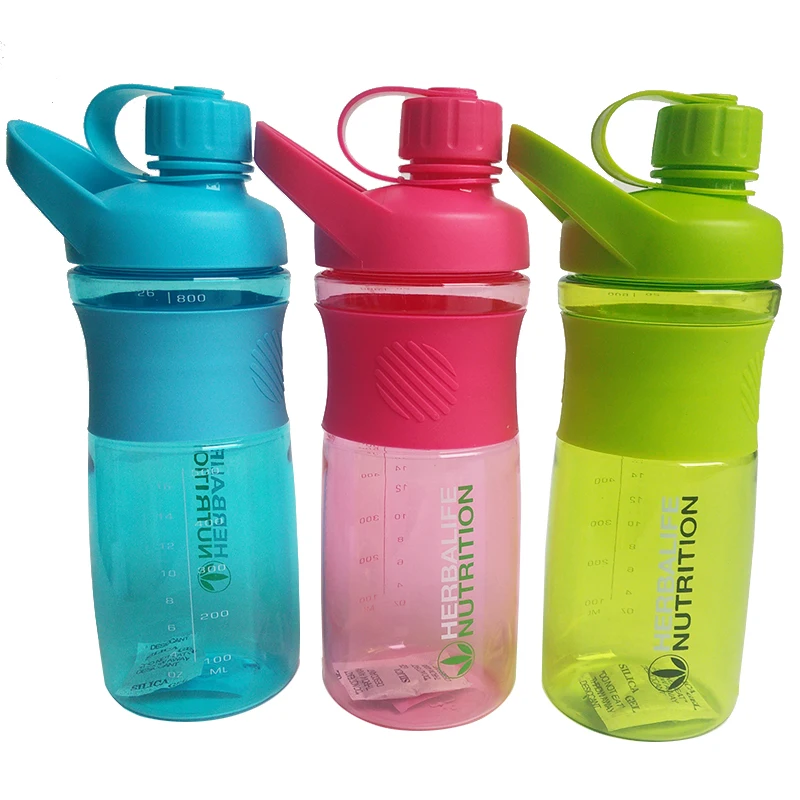 Портативная бутылка для воды 800 мл зеленый розовый Herbalife питательная посуда