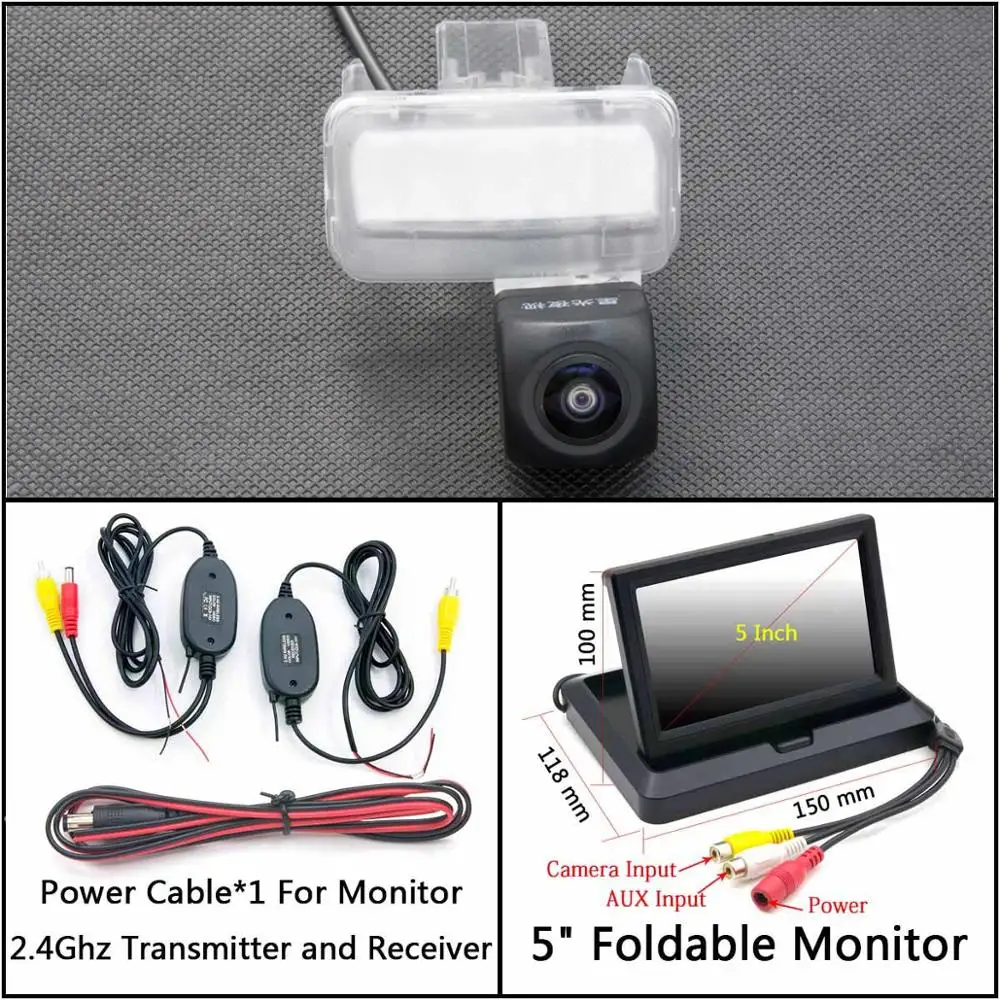 C Wireless 5 inch F 175 градусов HD резервная камера заднего вида для Toyota Fortuner Innova II Verso Sportsvan Auris Corolla Ascent автомобильный монитор - Название цвета: C Wireless 5 inch F