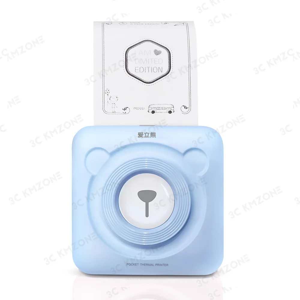 Blue Портативный Bluetooth фотопринтер 58 мм мини беспроводное соединение Карманный принтер для детей рождественские подарки - Цвет: Blue