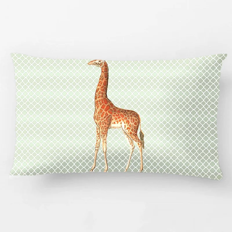 Винтажная диванная подушка в виде жирафа на сером четырехлистном фольге