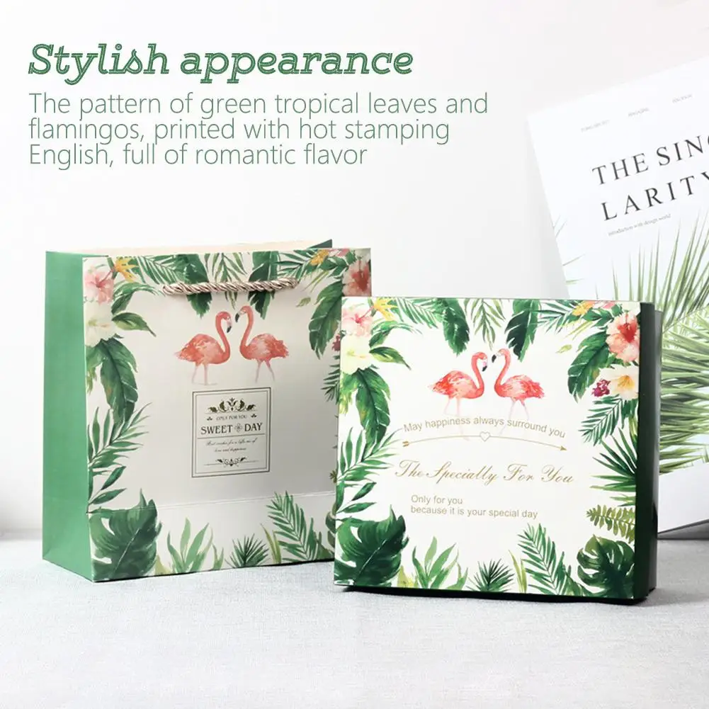 Фламинго с ручной подарочной коробкой Лесной зеленый лист свадебная Подружка