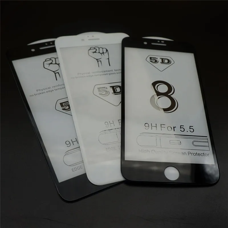 Новое 5D полное покрытие закаленное стекло для iPhone 8 7 6S Plus X Защитное экрана 6 9H с