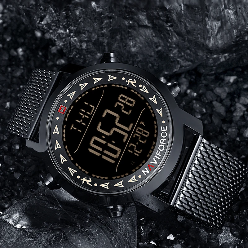 NAVIFORCE спортивные часы мужские Топ бренд роскошные Цифровые с сетчатым ремешком