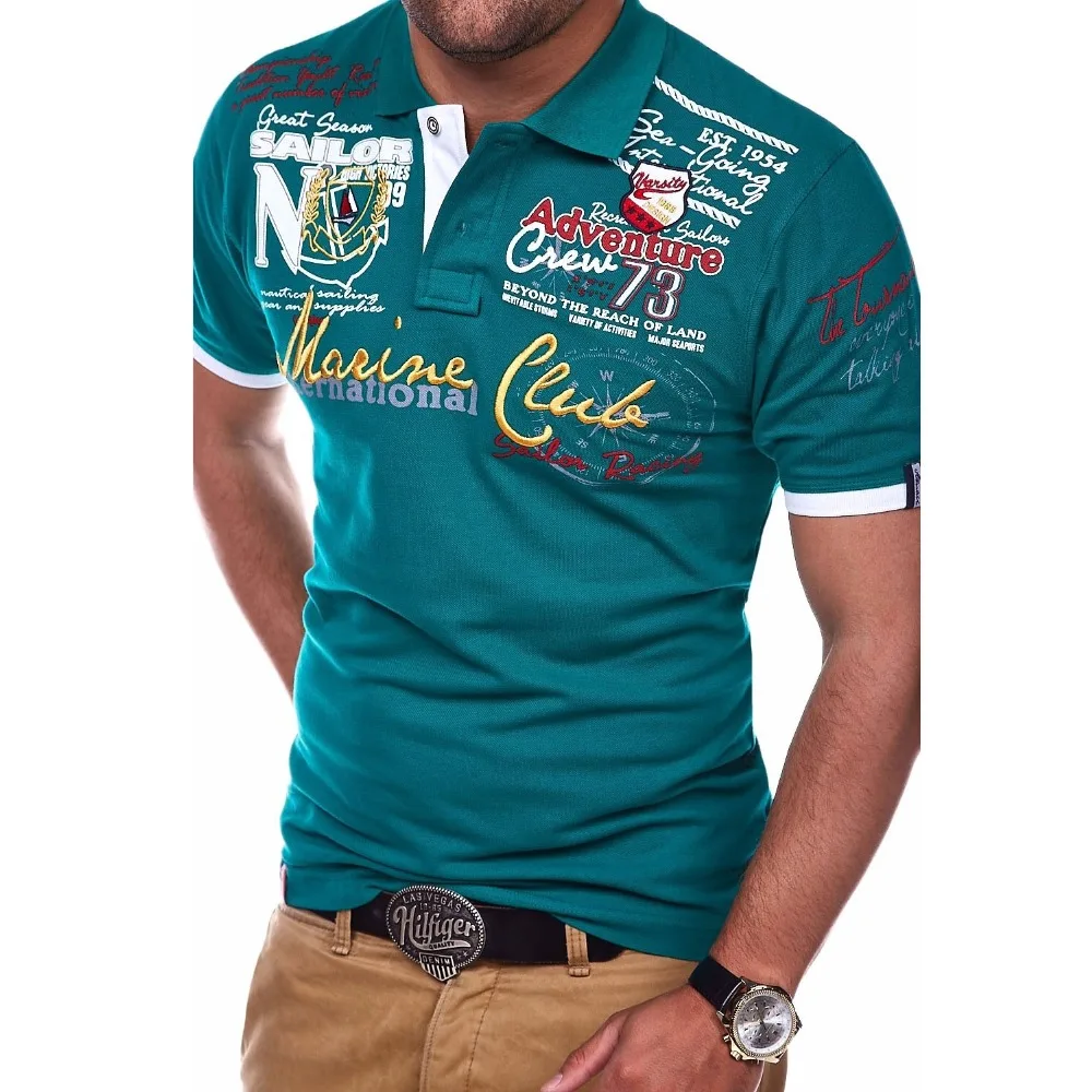 Мужская футболка поло ZOGAA хлопковая с коротким рукавом и отложным