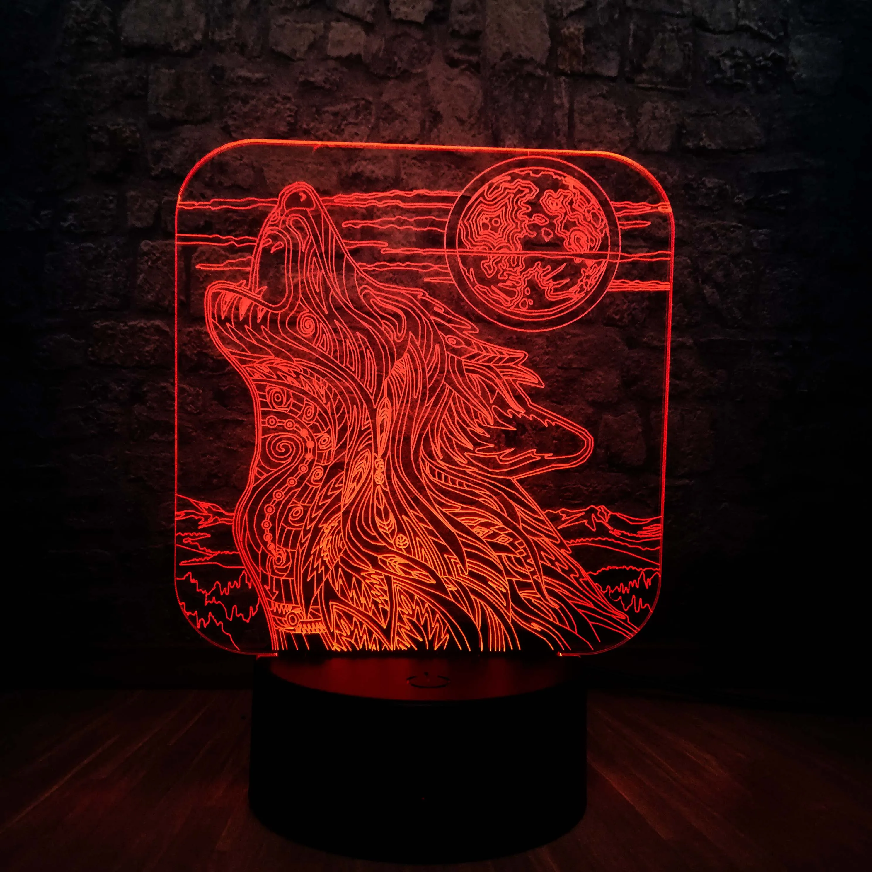 Новый полнолуний ночник Howl Wolf 3D лампа светодиодный USB Сенсорный Настольный