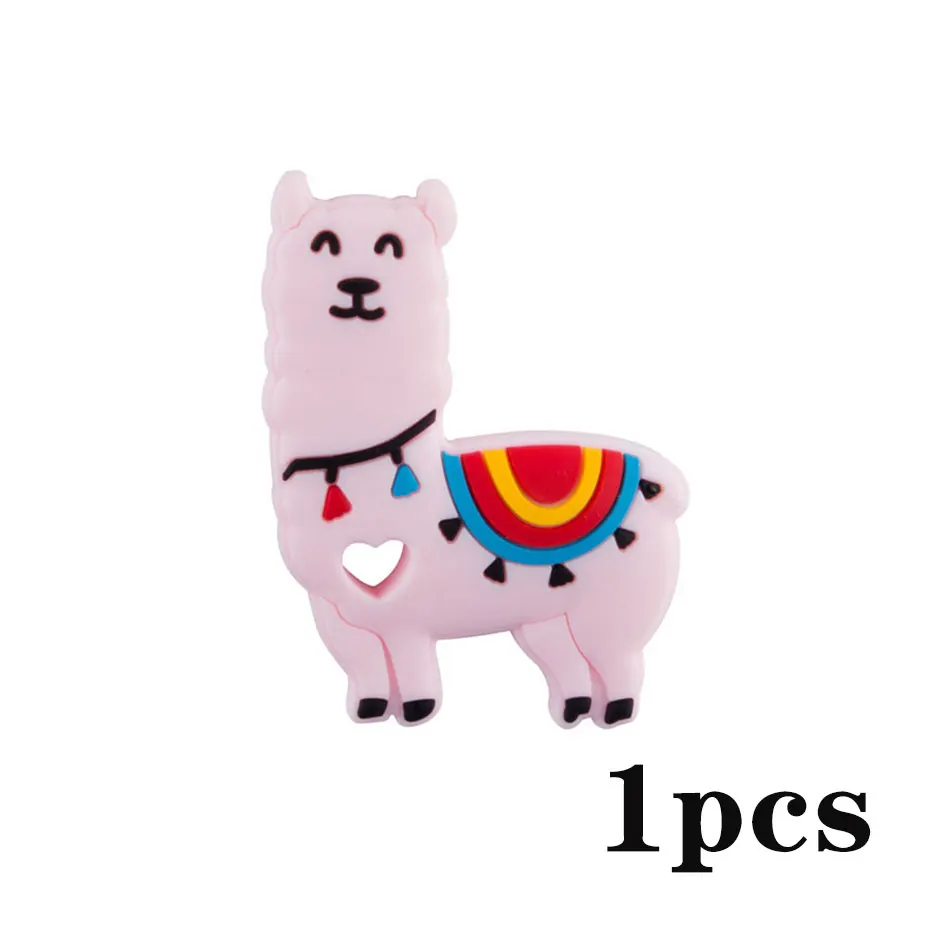 1pc Pink Alpaca 3 шт Силиконовые бусы для прорезывания зубов детские товары грызун животное панда детский Прорезыватель DIY для соски подвеска на цепочке-ожерелье жевательная - Цвет: 1pc Pink Alpaca