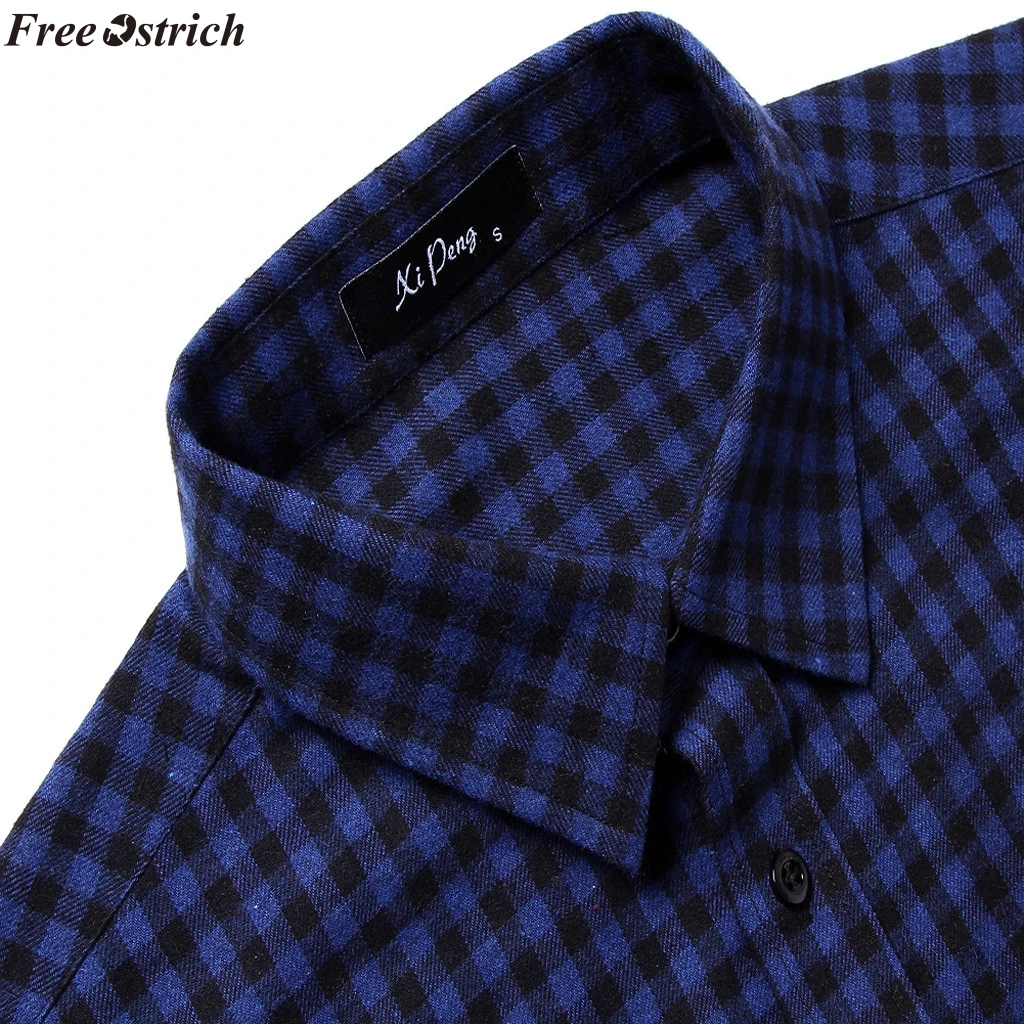 Бесплатная Страусиная Мужская Удобная черно-белая клетчатая деловая рубашка с