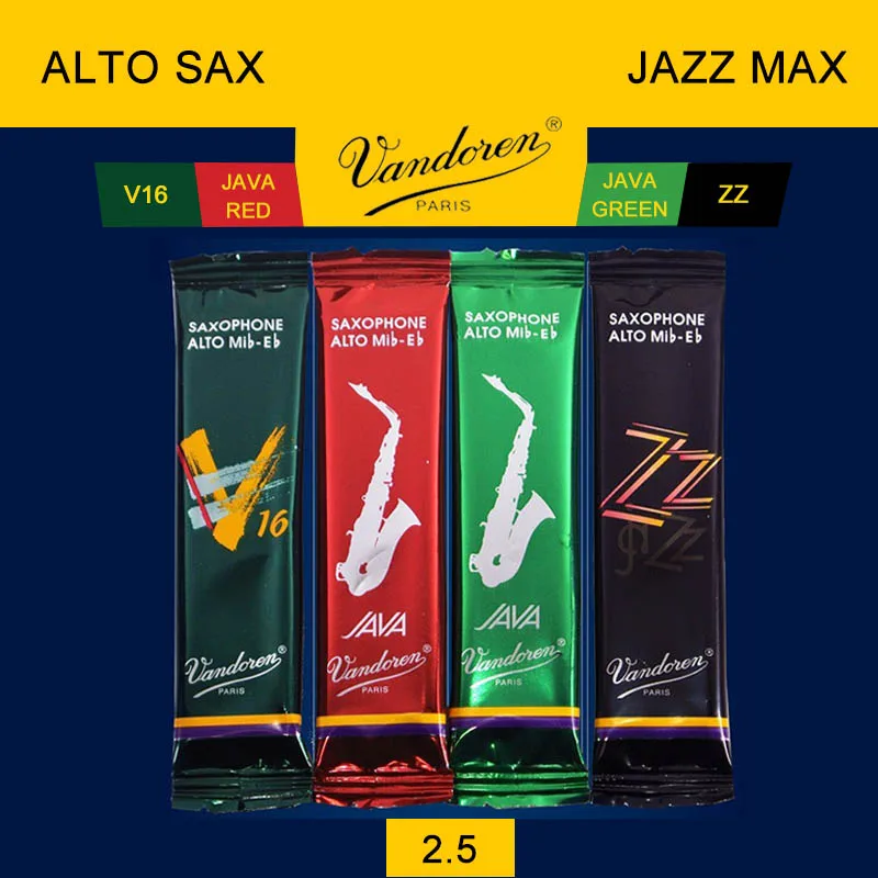 2.5 Vandoren SRMIXA3 Alto Sax Jazz Reed Mix Card включает 1 каждый ZZ, V16, JAVA Green и JAVA Red Strength 2,5 - Цвет: 2.5