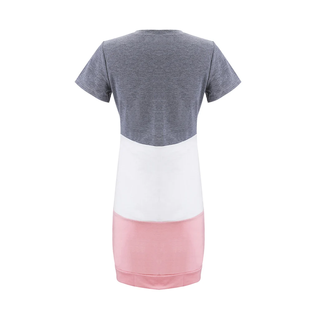 Новое летнее женское платье с коротким рукавом и круглым вырезом в стиле пэчворк