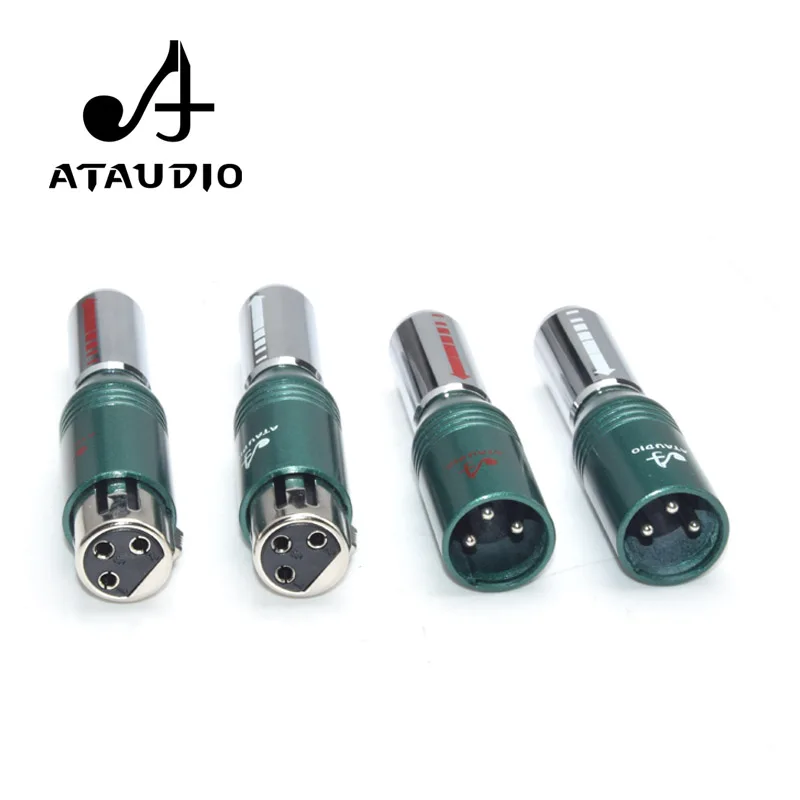 4 шт. ATAUDIO Hifi XLR штекер родиевое покрытие 3 шпильки Мужской и Женский XLR кабель Разъемы для Diy