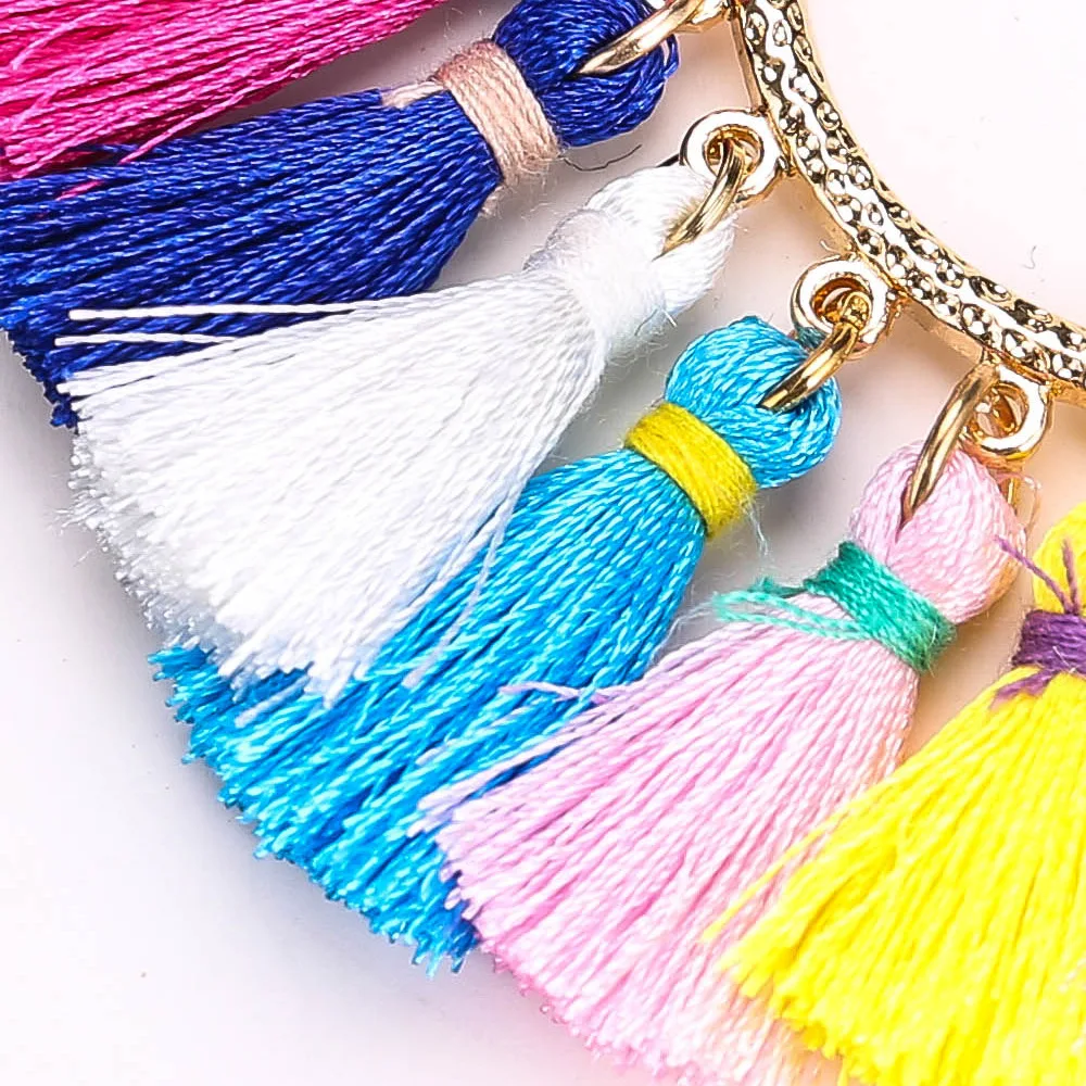 S.VEX Vintage Color Design Tassel Earrings Big Peace Shaped for Women Statement Oorbellen Jewelry Charm Stud | Украшения и
