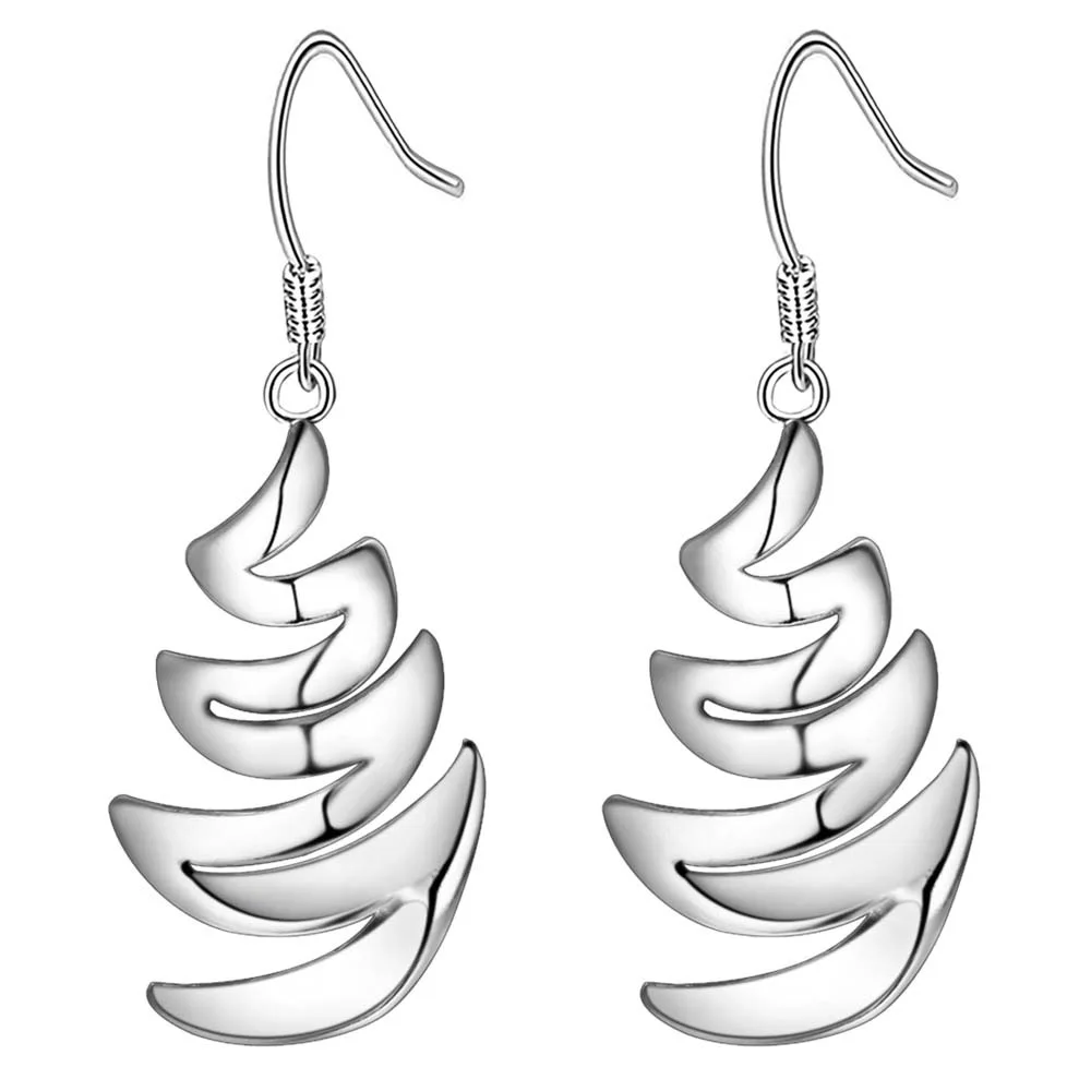 Оптовая продажа модные серебряные 925 штампованные шпилька серьги обруча падения