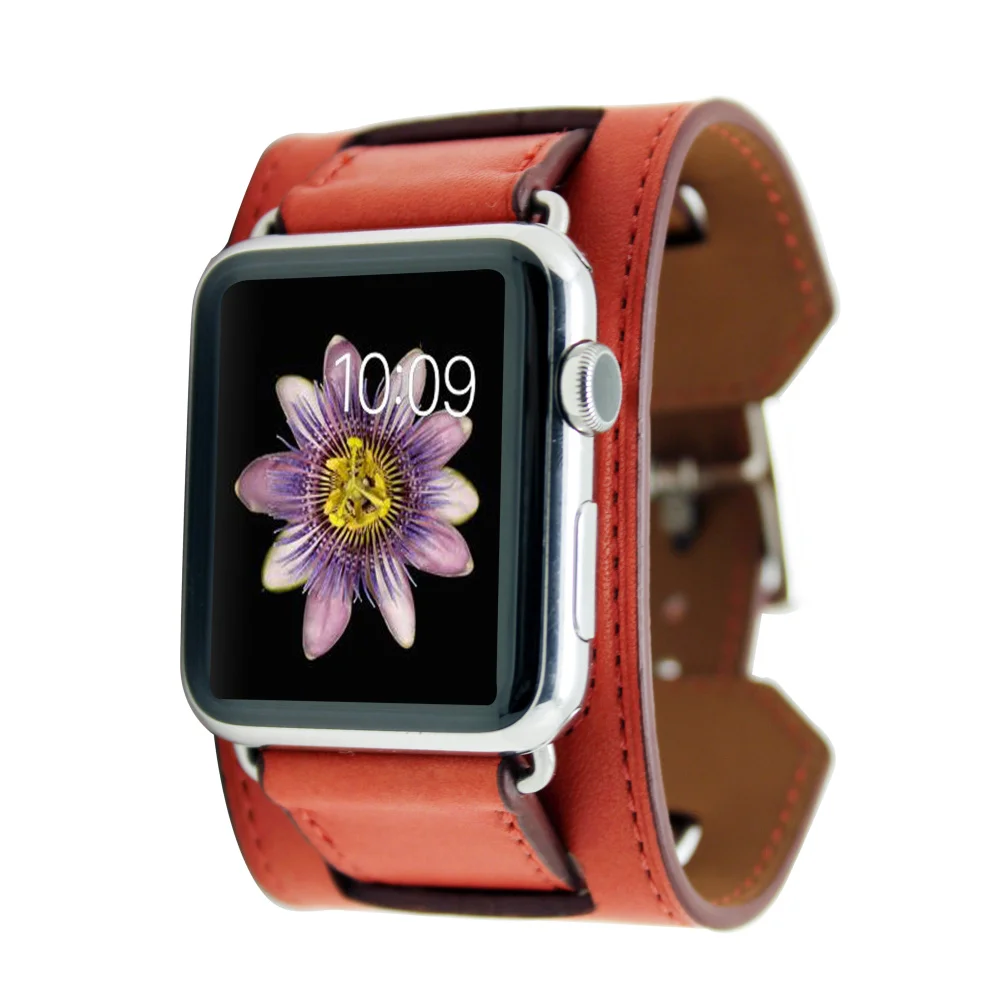 Роскошный классический браслет для Apple Watch 42 мм 38 мм ремешок из натуральной кожи ремешок для iwatch 40 мм 44 мм группа серии 4 3 2 1 - Цвет ремешка: Red