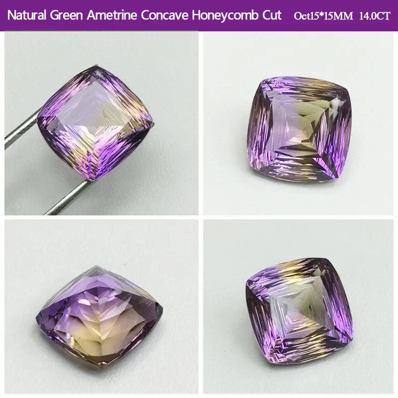 CSJ реальные Природный Аметрин свободные драгоценные камни яркие вогнутые Honeycom