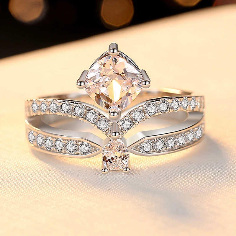 Женское Обручальное Кольцо 1.2ct с квадратной огранкой CZ ювелирное изделие из