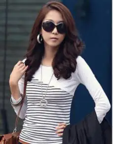 ECTTC 2019 Fashion Women Lady Clothing T-Shirts Tops Striped Cotton Brief Long Sleeve T Shirt Casual Tee Autumn | Женская одежда