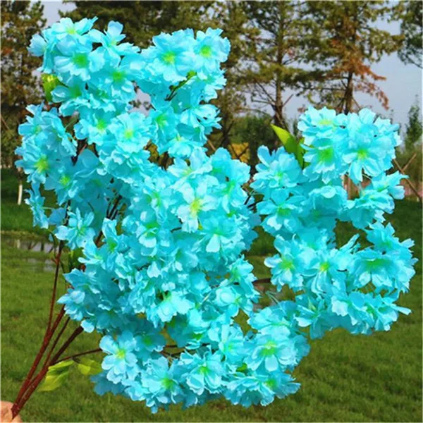103cm blue 5p Шелковый цветок вишни ветви Бегония Сакура стволовых деревьев для свадьбы украшения деревьев искусственные декоративные цветы - Цвет: 103cm blue