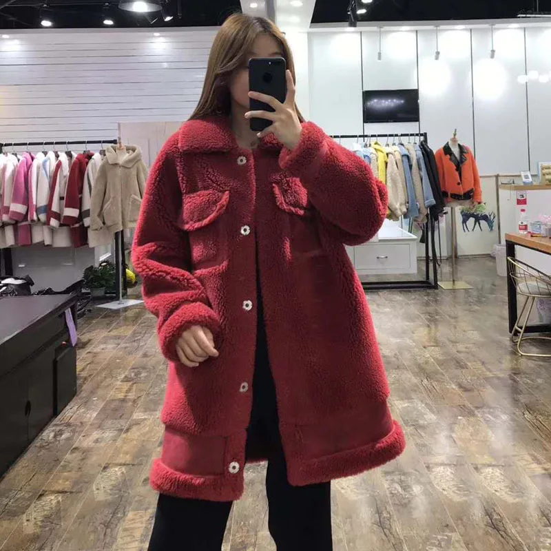 Высокое качество abrigos mujer 70% куртка из натурального шерстяного меха искусственная кожа Праздничная женская одежда зимняя парка овечий мех длинная корейский стиль