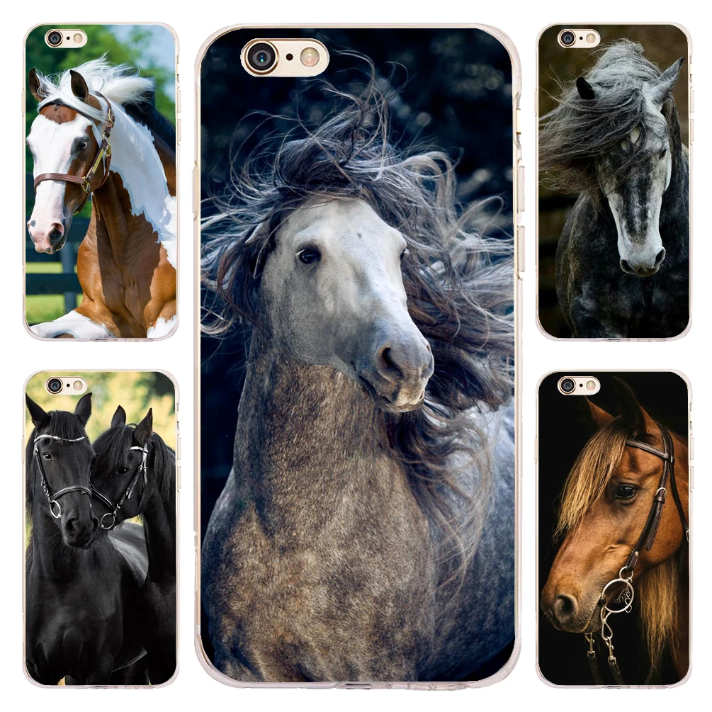 Coque Animal Horse Pony Clear Soft Silicone Phone Case for iPhone XS Max XR X 7 8 6 6S Plus 5S 5 SE 5C 4S 4 iPod Touch Cover |