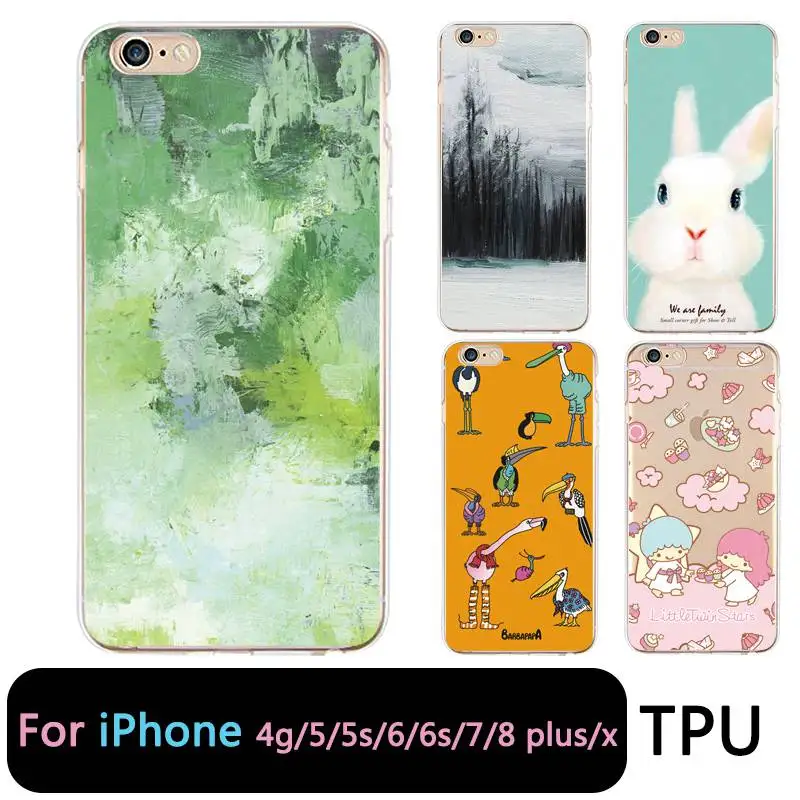 QMSWEI TPU прозрачный телефон чехол для iPhone 6G 6s 7 8 plus x мягкий Печатный мрамор Кролик