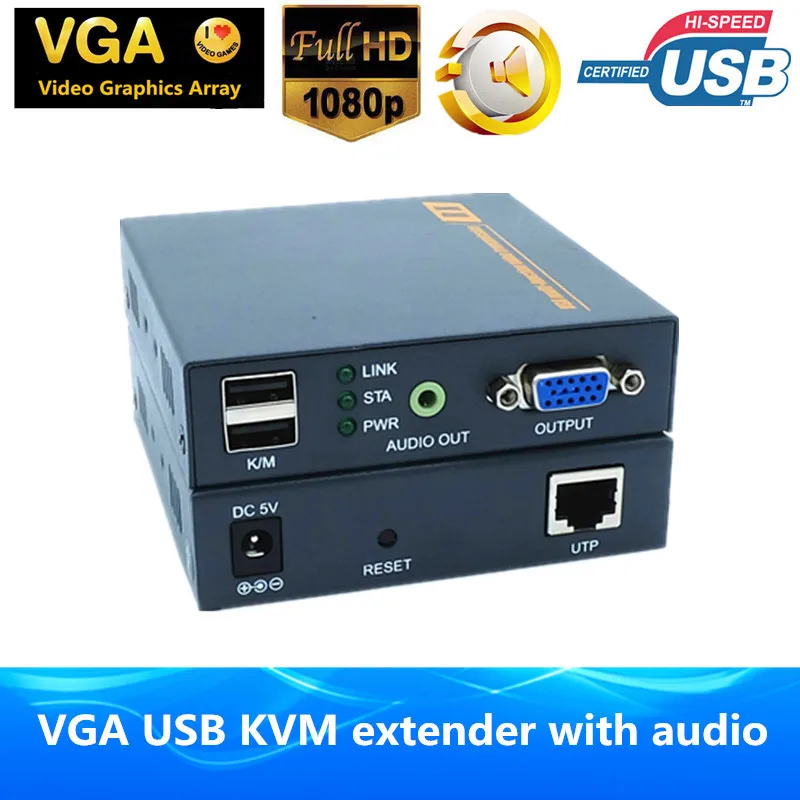 ZY DT206CKM HD 1080 P более 660ft RJ45 Cat5e Cat6 кабель VGA KVM usb удлинитель по IP сети Поддержка 3 5 мм