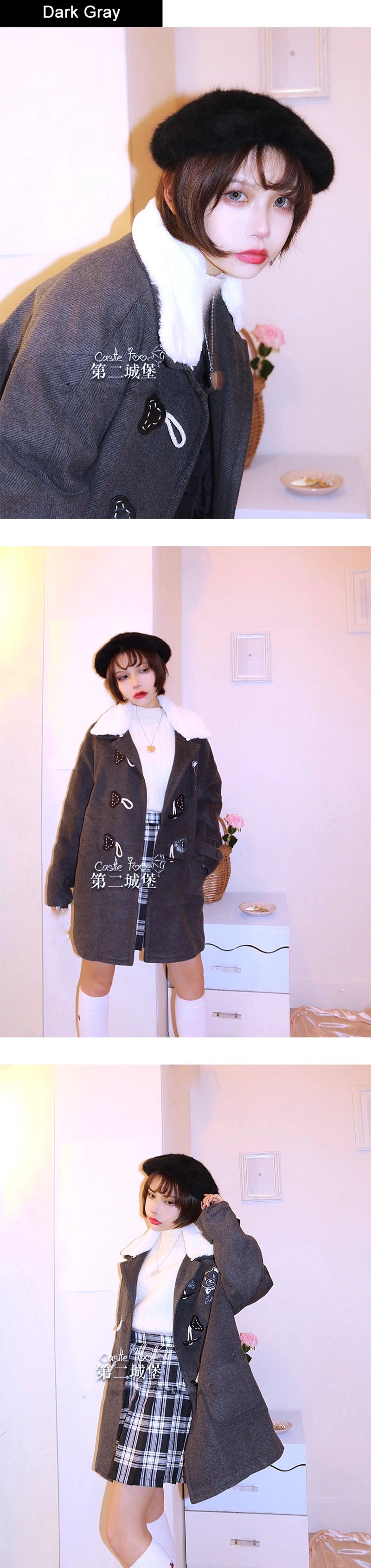 Лолита пальто дизайн встретить Mr. Bear Harajuku Осень и зима любителей шерстяное пальто продукт