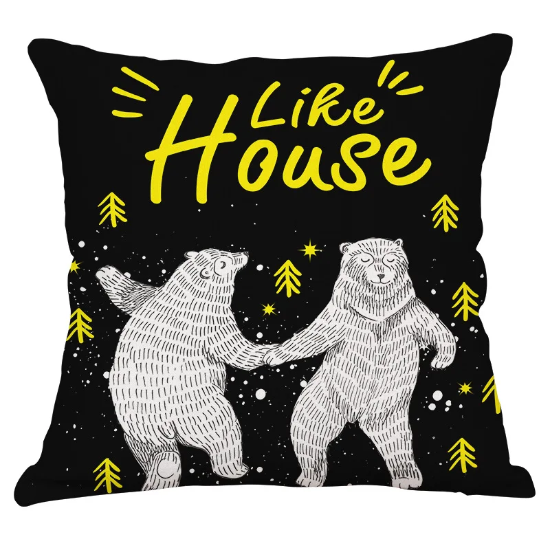 Лимон Медведь Дерево банан геометрия черный и желтый мультфильм дизайн пледы