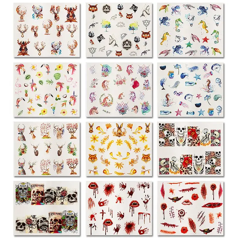 1 шт. водная наклейка для ногтей красочные цветочные рисунки новый слайдер