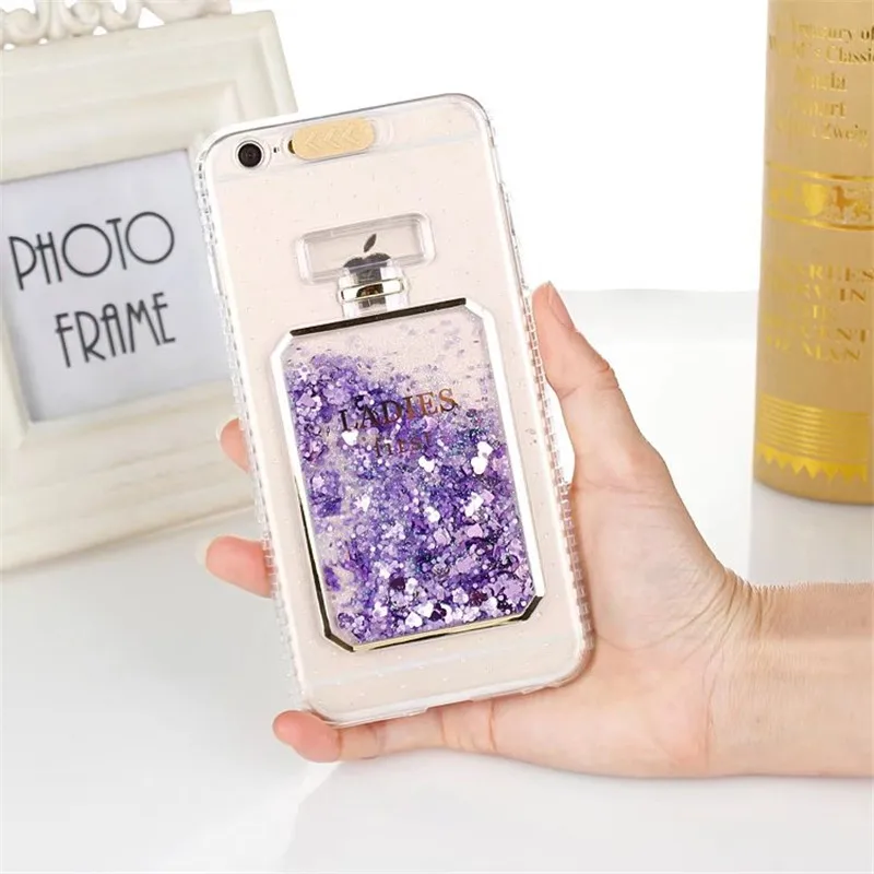 Флакон духов чехол с сияющими блестками для iphone 7 Plus динамический светлый