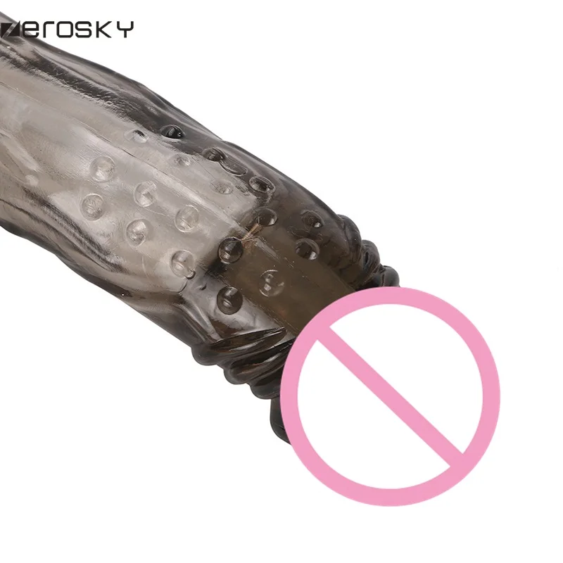 Zerosky силиконовый пенис с длинным рукавом толстые многоразовые презервативы