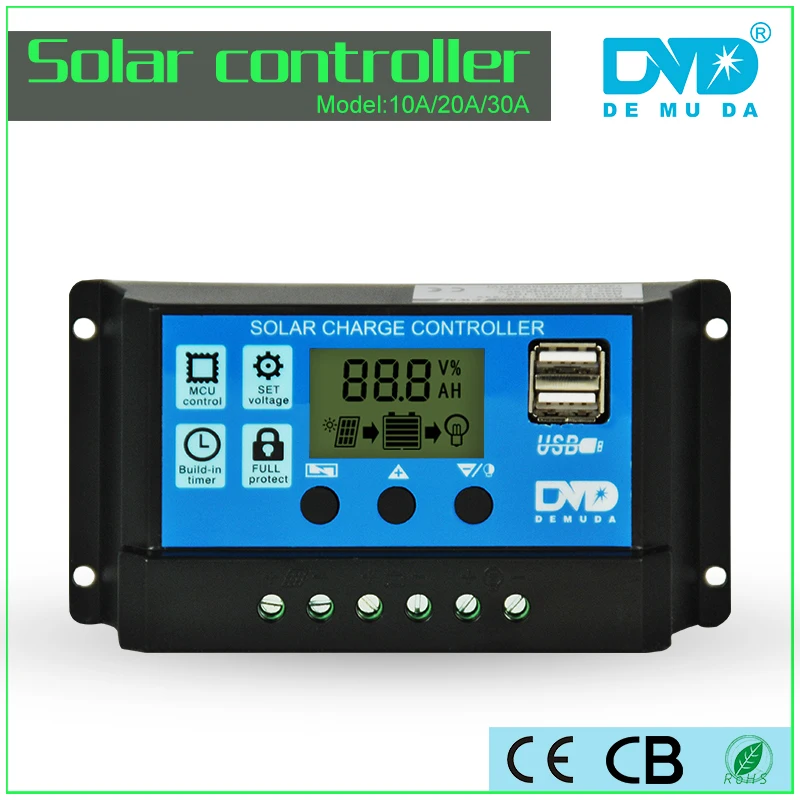 Новое поступление интеллигентая(ый) 10A 12 V/24 V CE& по ограничению на использование опасных материалов в производстве автоматическое преобразование ЖК-дисплей Дисплей с 2USB Панели солнечные регулятор заряда аккумулятора