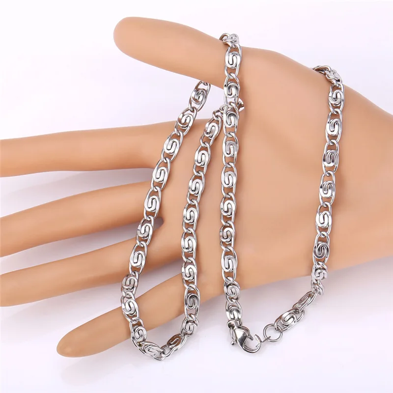 U7 Стальная Улитка Цепь Ожерелье Для Мужчин Ювелирные Изделия Цепочки На Шею Не