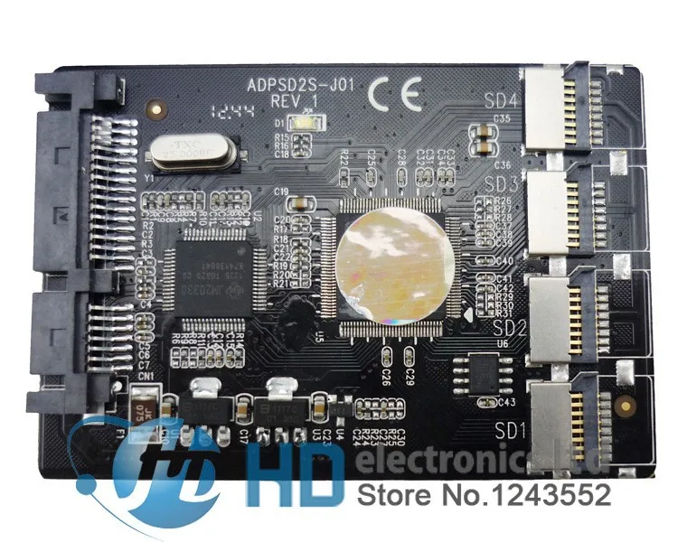 4 Micro SD TF карты на 22pin SATA адаптер карты 2," hdd корпус с RAID 0 мульти TF карты на SATA конвертер